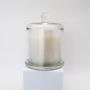 PGC-9003WHT Firewood sage scented candle jar with glass dome